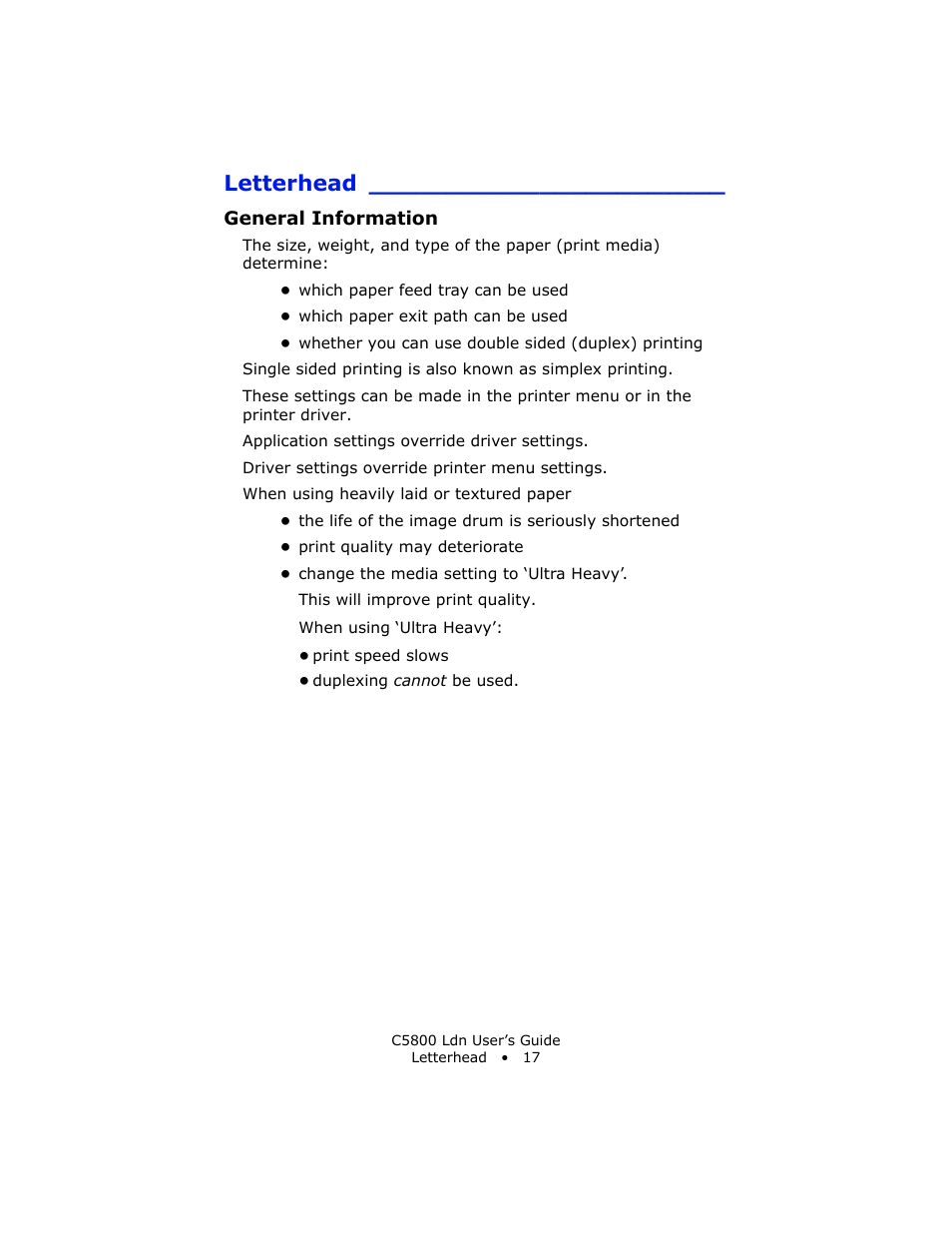Letterhead, General information | Oki C 5800Ldn User Manual | Page 17 / 251
