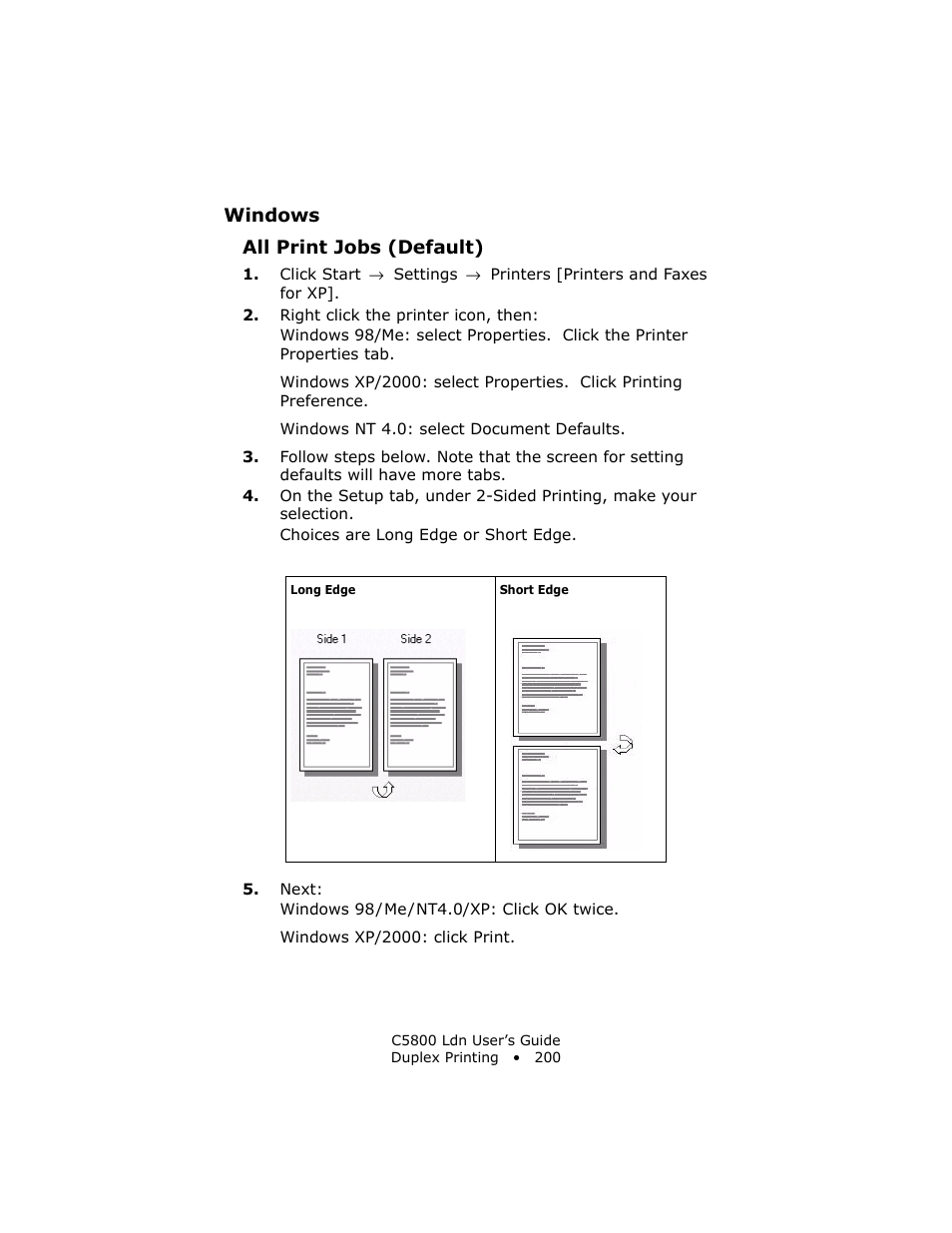 All print jobs (default), Windows all print jobs (default) | Oki C 5800Ldn User Manual | Page 200 / 251