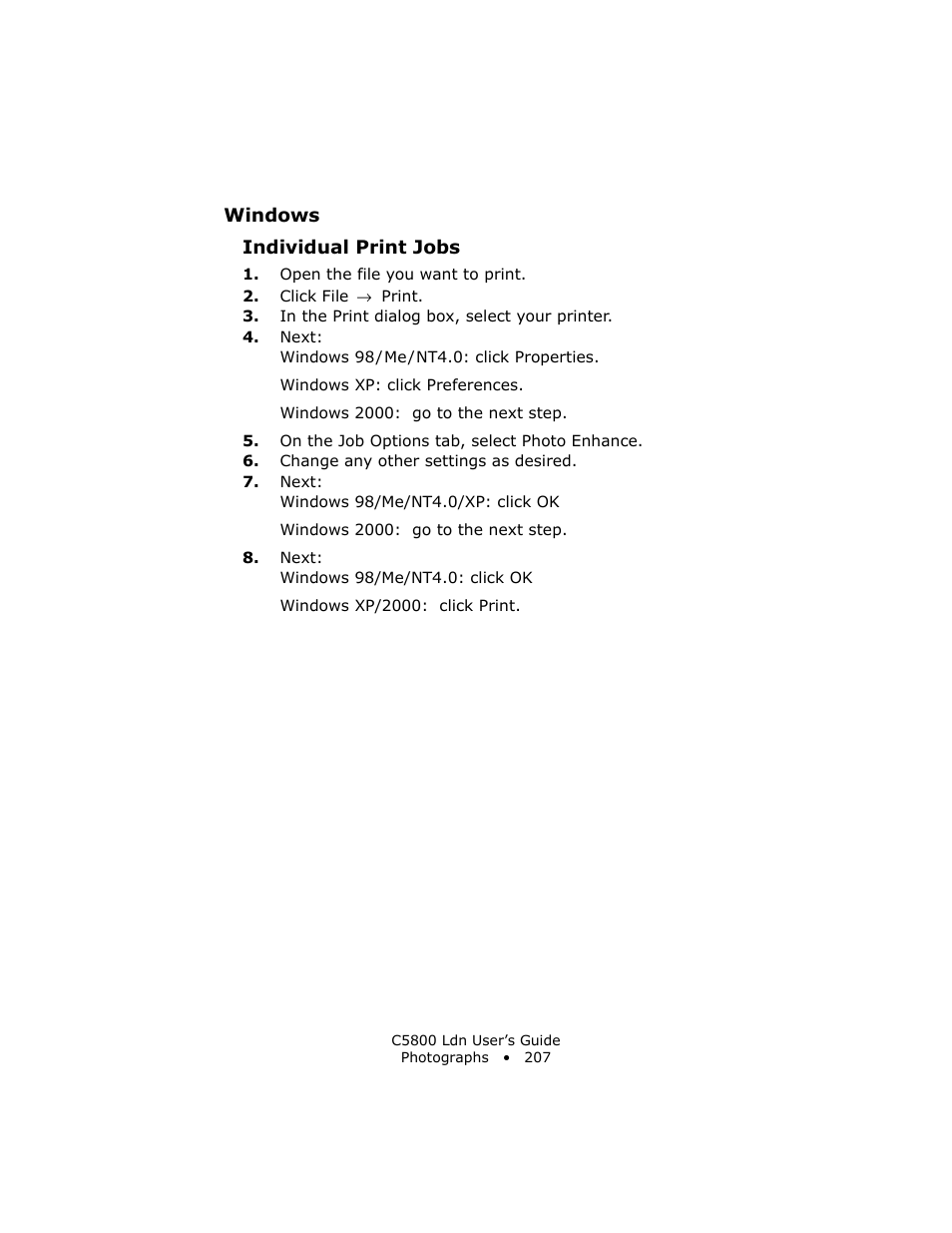 Individual print jobs | Oki C 5800Ldn User Manual | Page 207 / 251