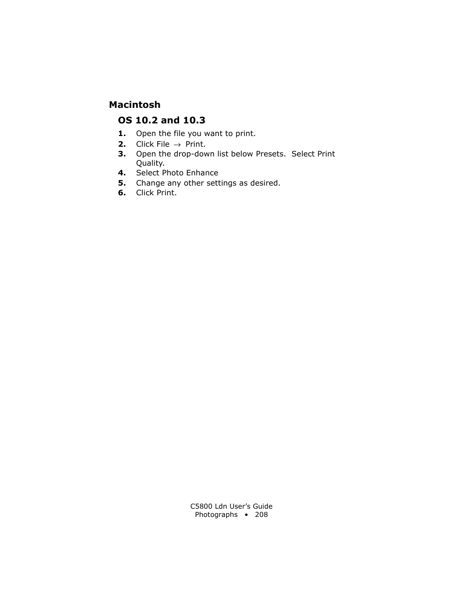 Macintosh, Os 10.2 and 10.3 | Oki C 5800Ldn User Manual | Page 208 / 251