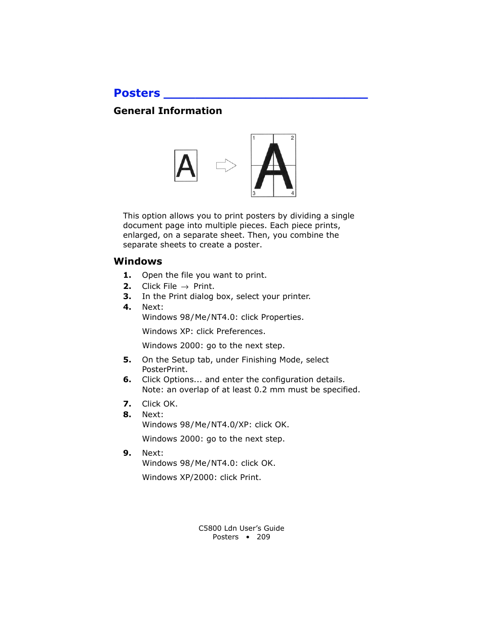 Posters, General information, Windows | Oki C 5800Ldn User Manual | Page 209 / 251