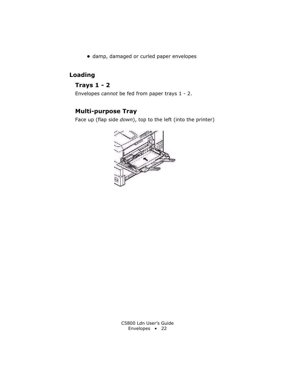 Loading, Multi-purpose tray | Oki C 5800Ldn User Manual | Page 22 / 251