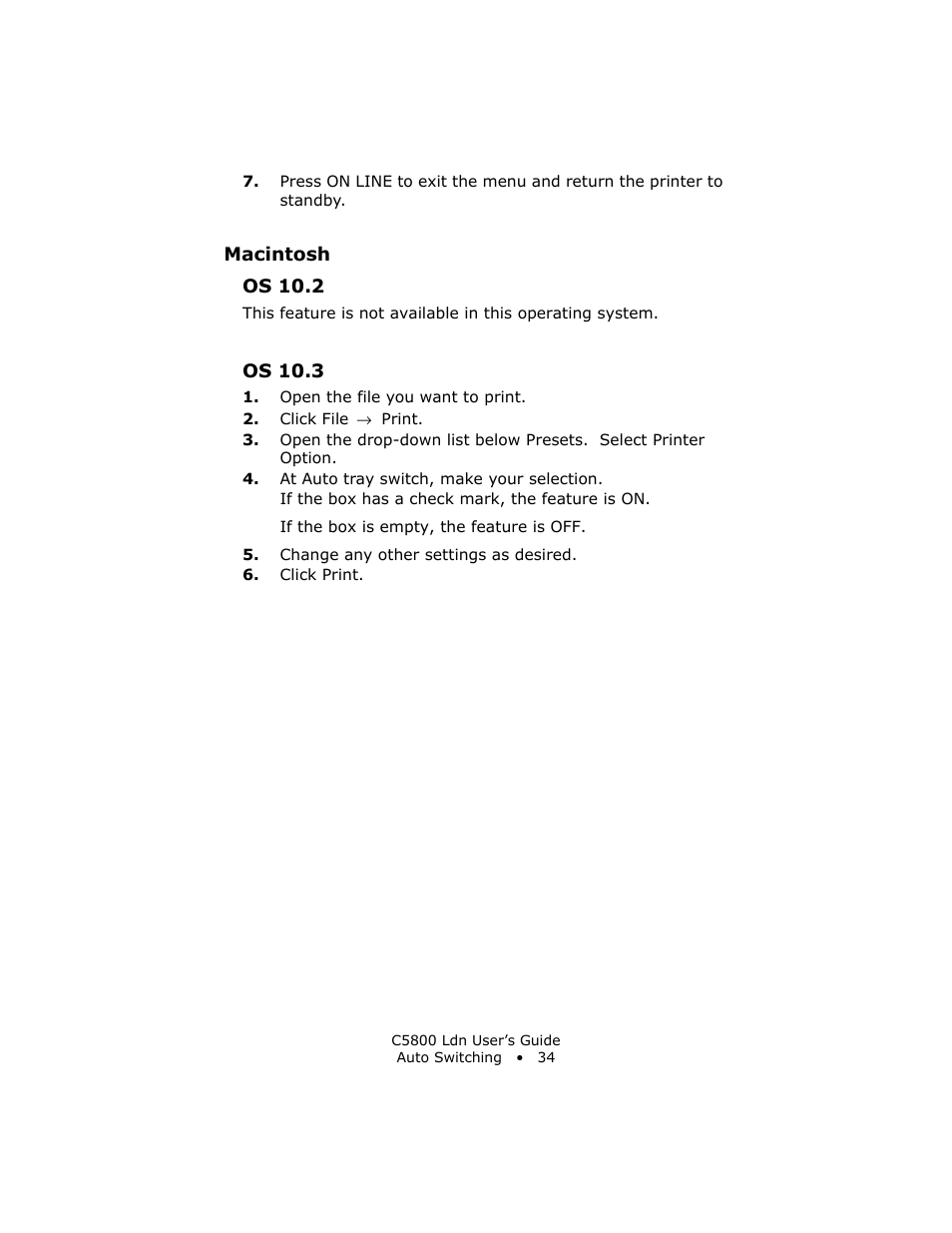 Os 10.2, Os 10.3 | Oki C 5800Ldn User Manual | Page 34 / 251