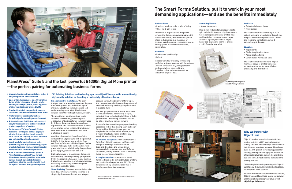 Planetpress, Why we partner with objectif lune | Oki B6300N User Manual | Page 2 / 2