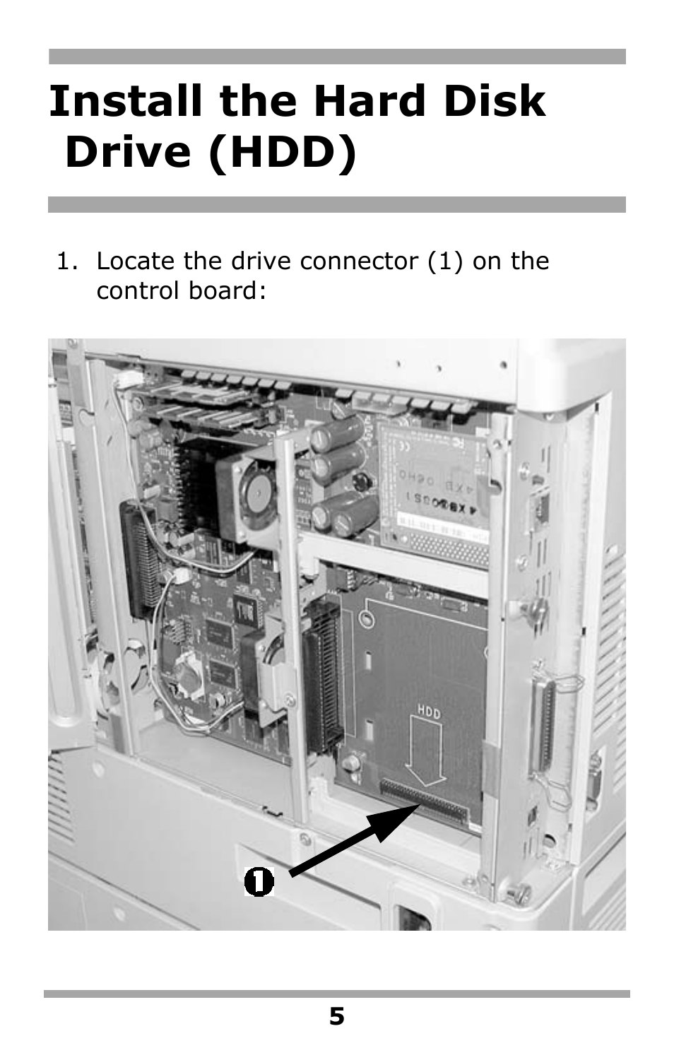 Install the hard disk drive (hdd) | Oki 59375102 User Manual | Page 5 / 12