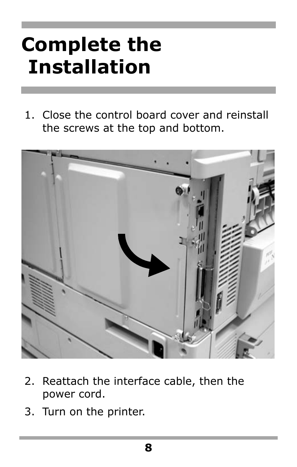 Complete the installation | Oki 59375102 User Manual | Page 8 / 12