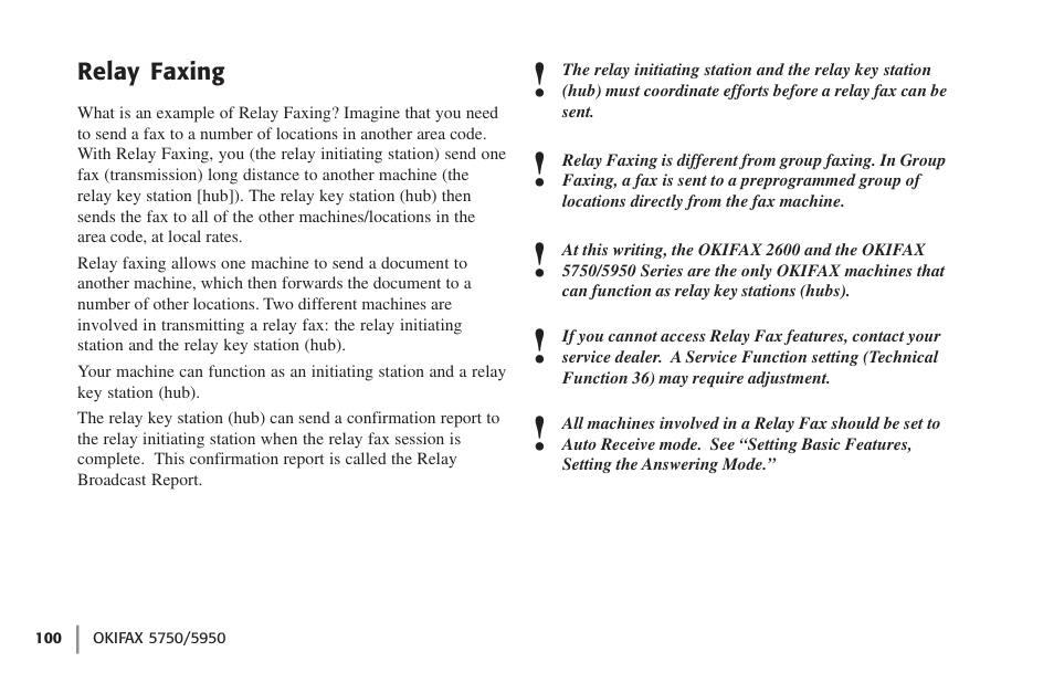 Relay faxing | Oki 59502 User Manual | Page 100 / 172