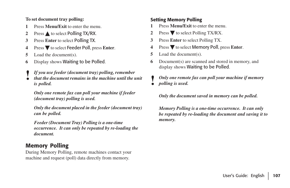 Memory polling, Setting memory polling | Oki 59502 User Manual | Page 107 / 172