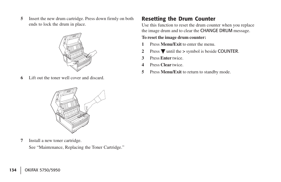 Resetting the drum counter | Oki 59502 User Manual | Page 134 / 172