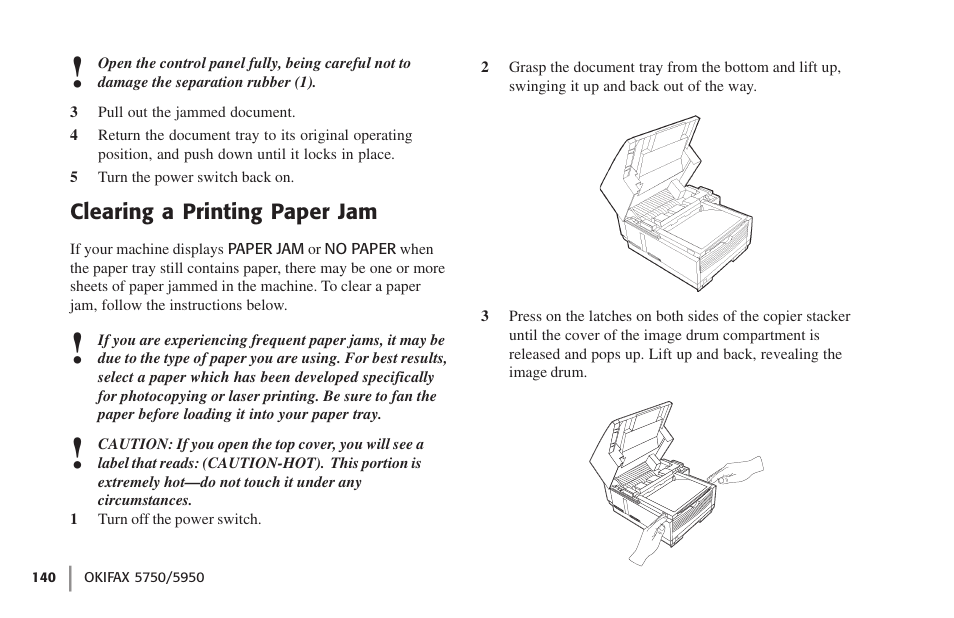 Clearing a printing paper jam | Oki 59502 User Manual | Page 140 / 172