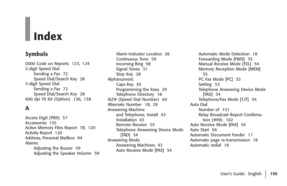 Index, Overview | Oki 59502 User Manual | Page 155 / 172