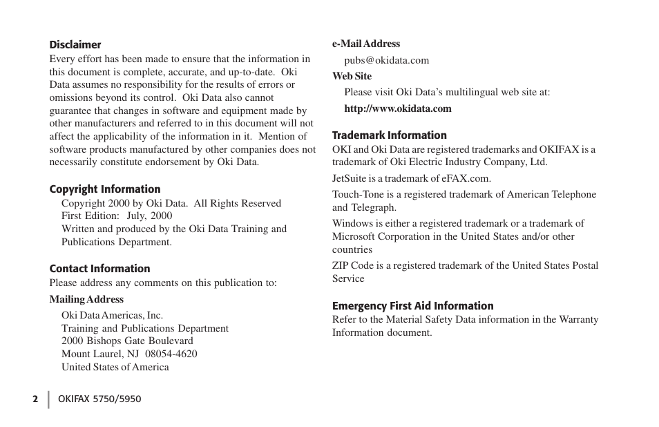 Oki 59502 User Manual | Page 2 / 172