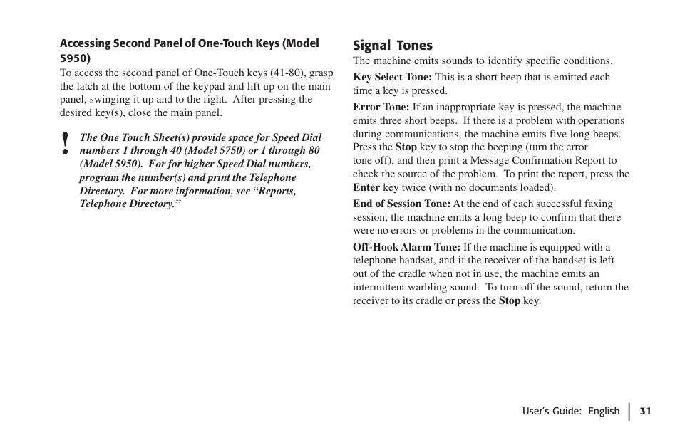 Signal tones | Oki 59502 User Manual | Page 31 / 172