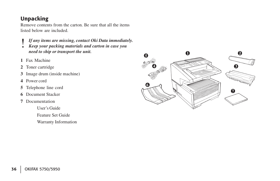 Unpacking | Oki 59502 User Manual | Page 36 / 172