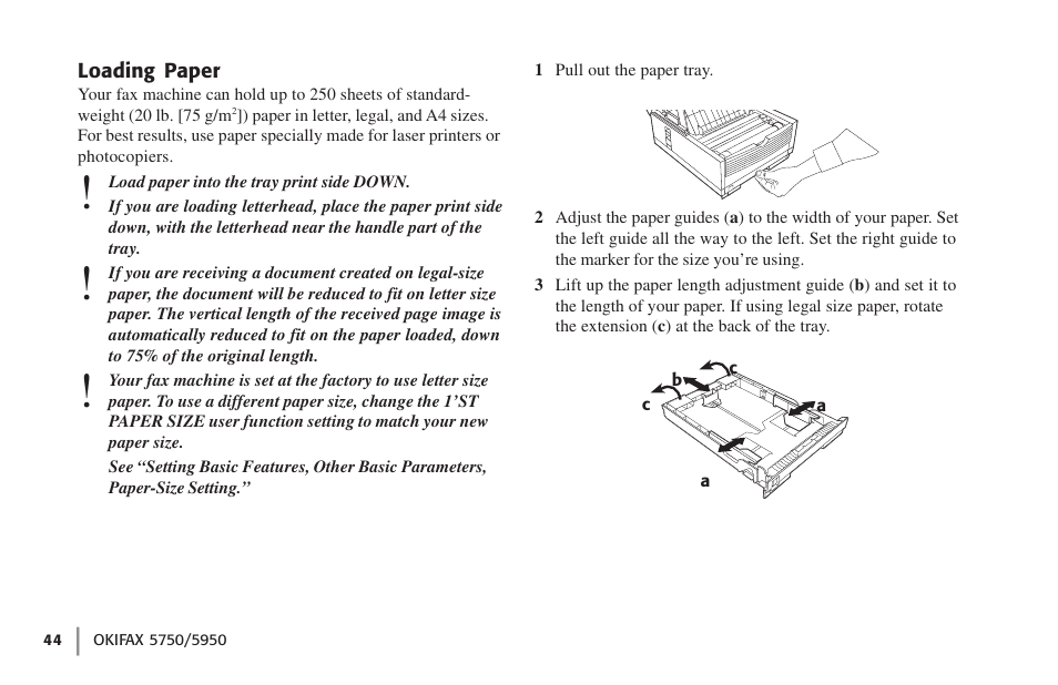 Loading paper | Oki 59502 User Manual | Page 44 / 172