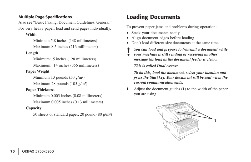 Loading documents | Oki 59502 User Manual | Page 70 / 172