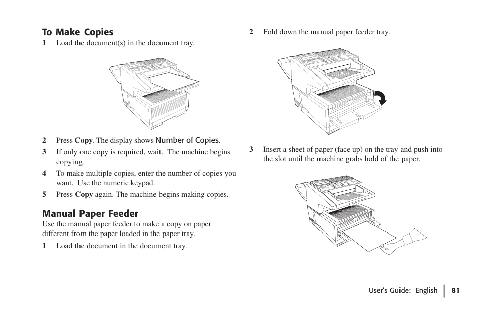 To make copies, Manual paper feeder, To make copies manual paper feeder | Oki 59502 User Manual | Page 81 / 172