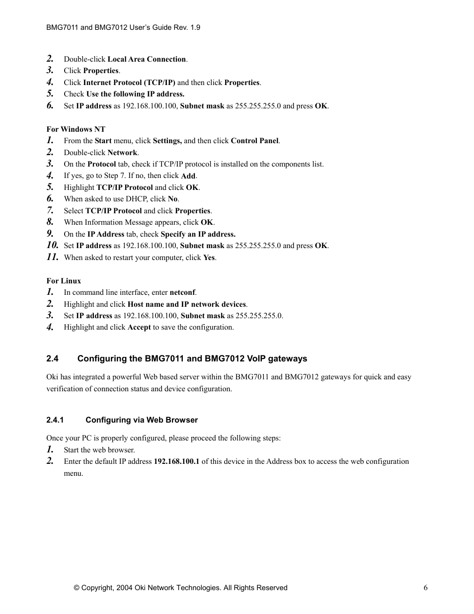 Oki BMG7012 User Manual | Page 11 / 70