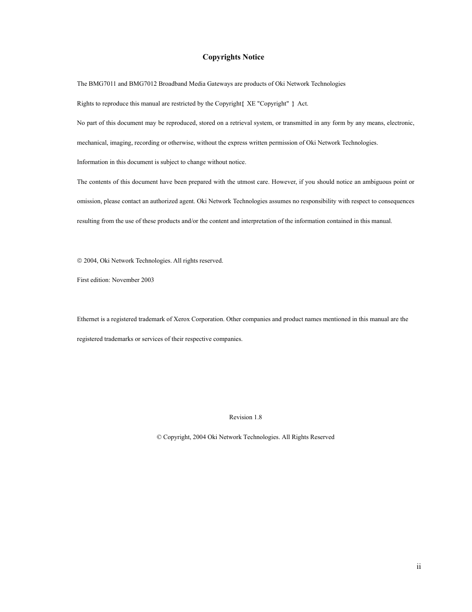 Oki BMG7012 User Manual | Page 3 / 70