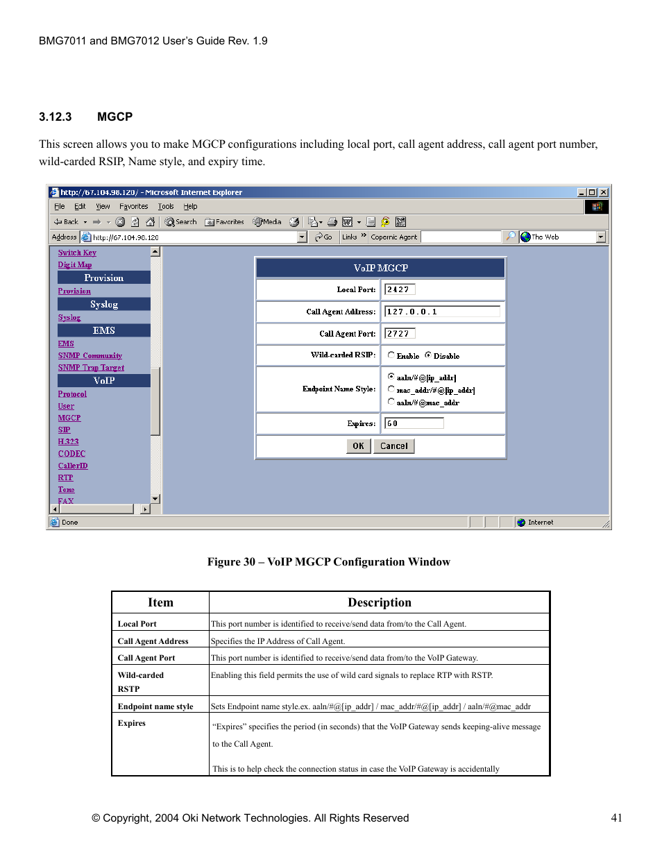 Item description | Oki BMG7012 User Manual | Page 46 / 70