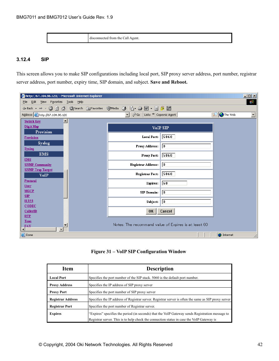 Item description | Oki BMG7012 User Manual | Page 47 / 70