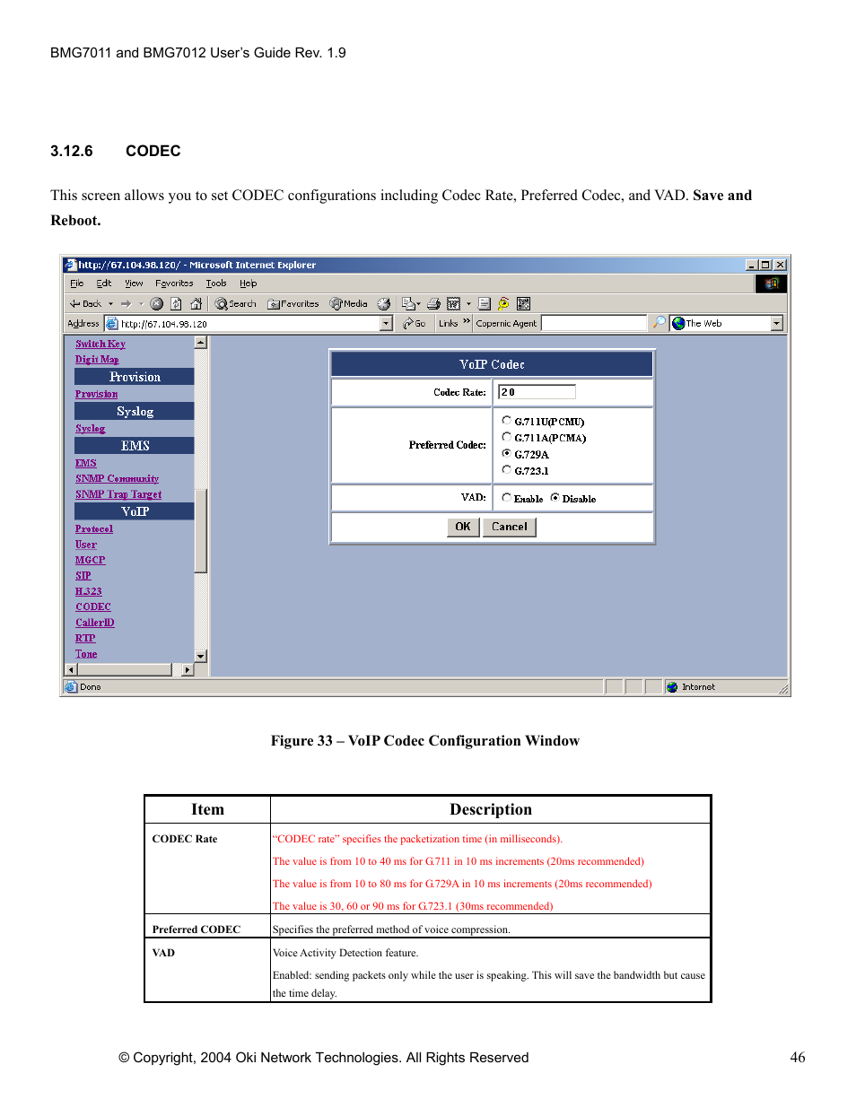 Item description | Oki BMG7012 User Manual | Page 51 / 70