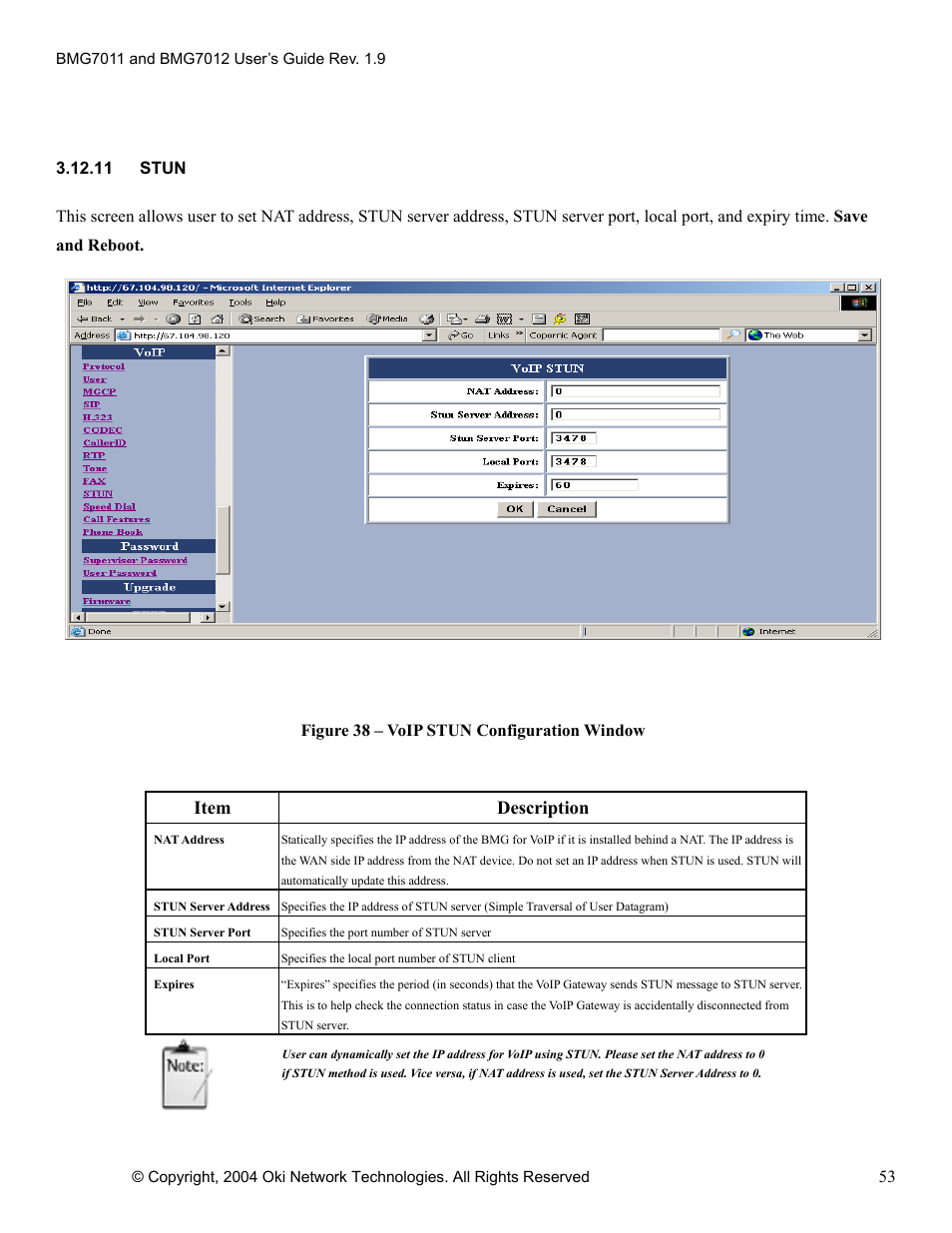 Item description | Oki BMG7012 User Manual | Page 58 / 70