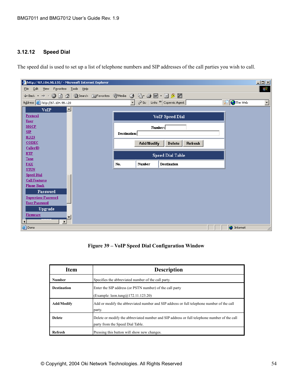 Item description | Oki BMG7012 User Manual | Page 59 / 70