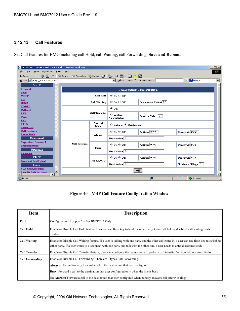 Item description | Oki BMG7012 User Manual | Page 60 / 70