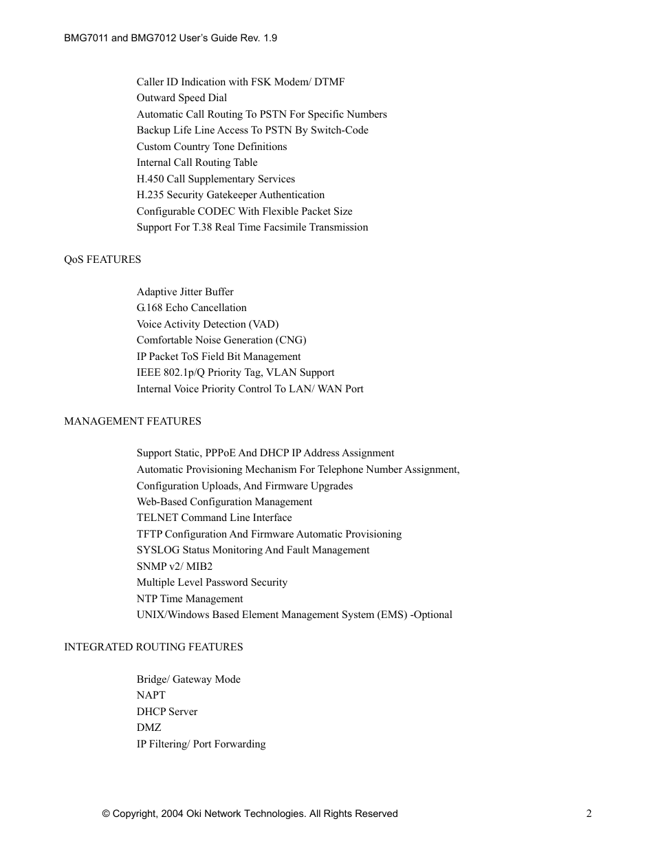 Oki BMG7012 User Manual | Page 7 / 70