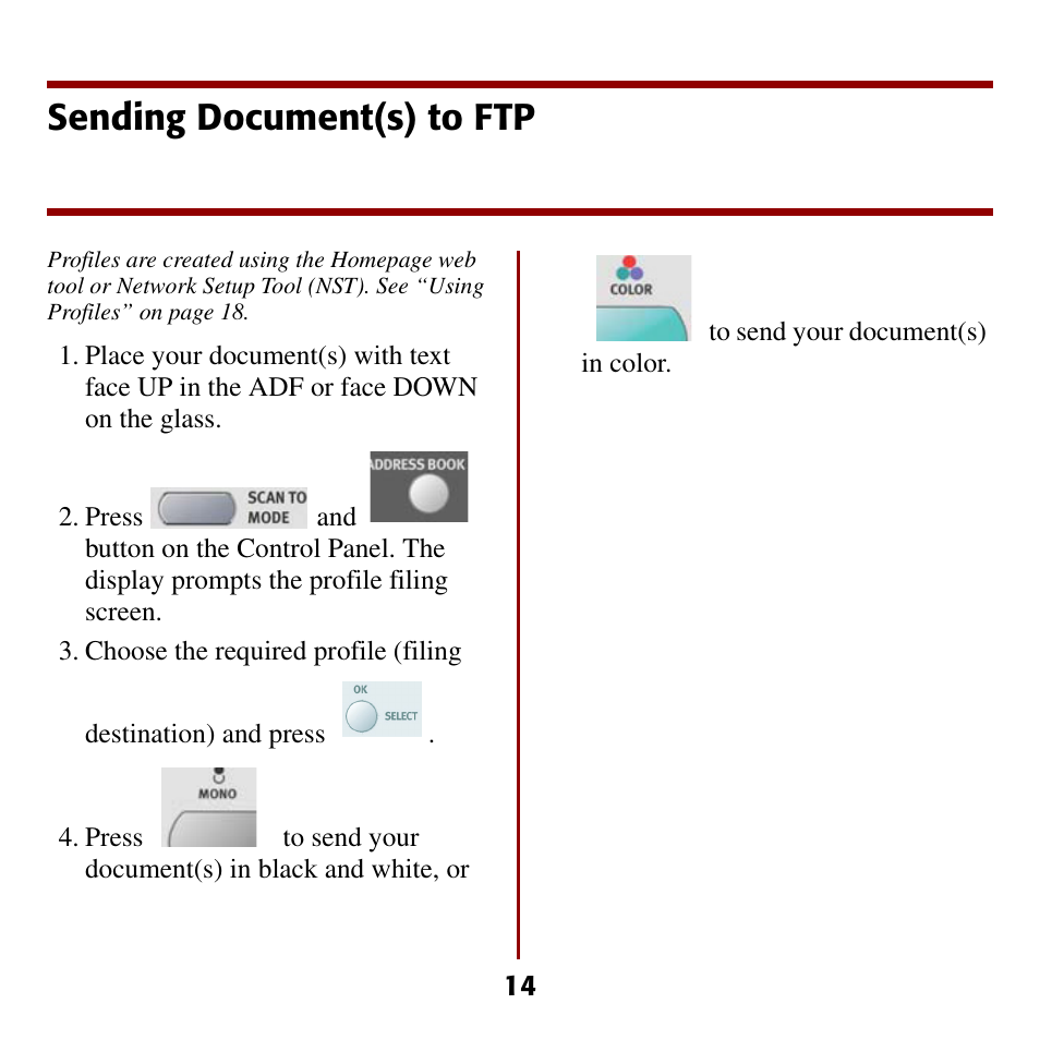 Sending document(s) to ftp | Oki C5510 MFP User Manual | Page 15 / 43