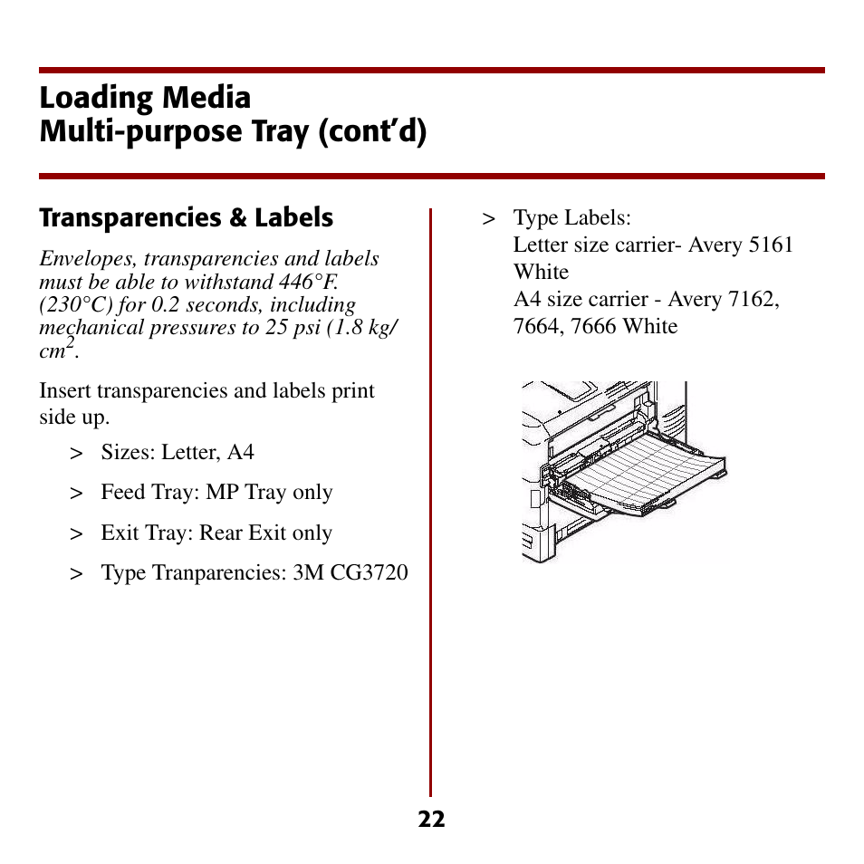 Loading media multi-purpose tray (cont’d) | Oki C5510 MFP User Manual | Page 23 / 43