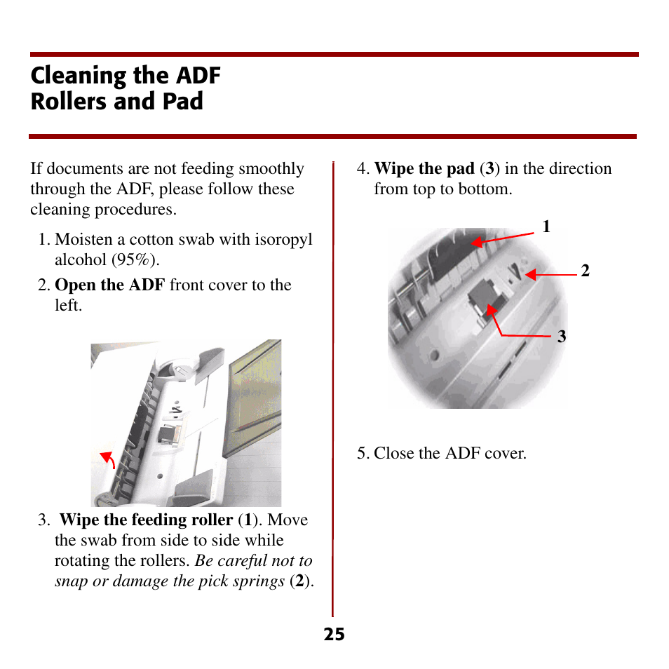 Cleaning the adf rollers and pad | Oki C5510 MFP User Manual | Page 26 / 43