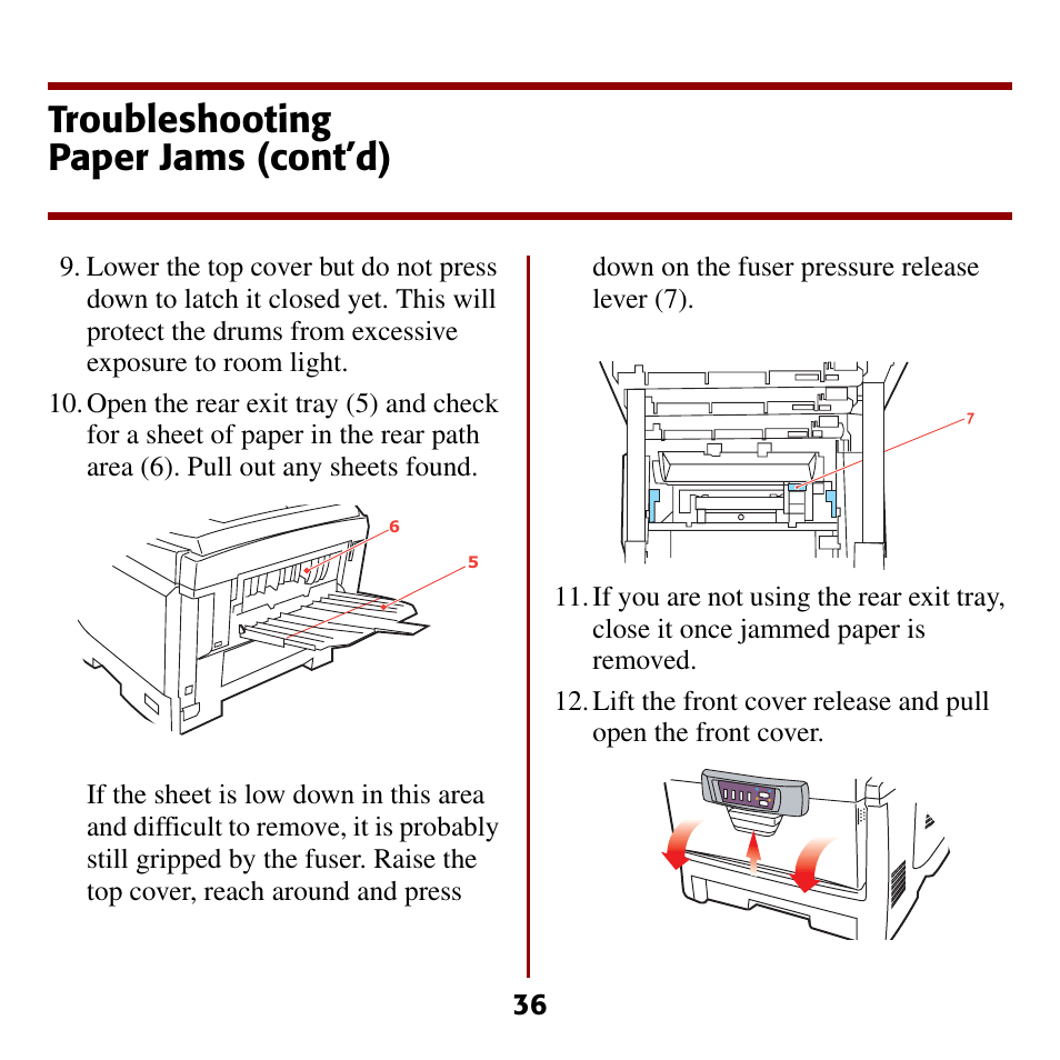 Troubleshooting paper jams (cont’d) | Oki C5510 MFP User Manual | Page 37 / 43