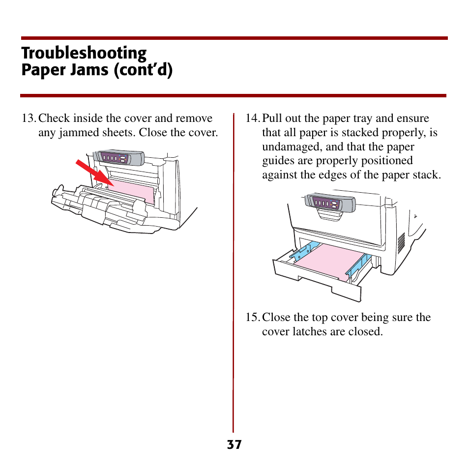 Troubleshooting paper jams (cont’d) | Oki C5510 MFP User Manual | Page 38 / 43