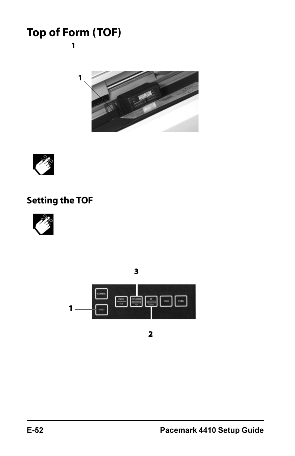 Top of form (tof), Setting the tof | Oki PM4410 User Manual | Page 54 / 72