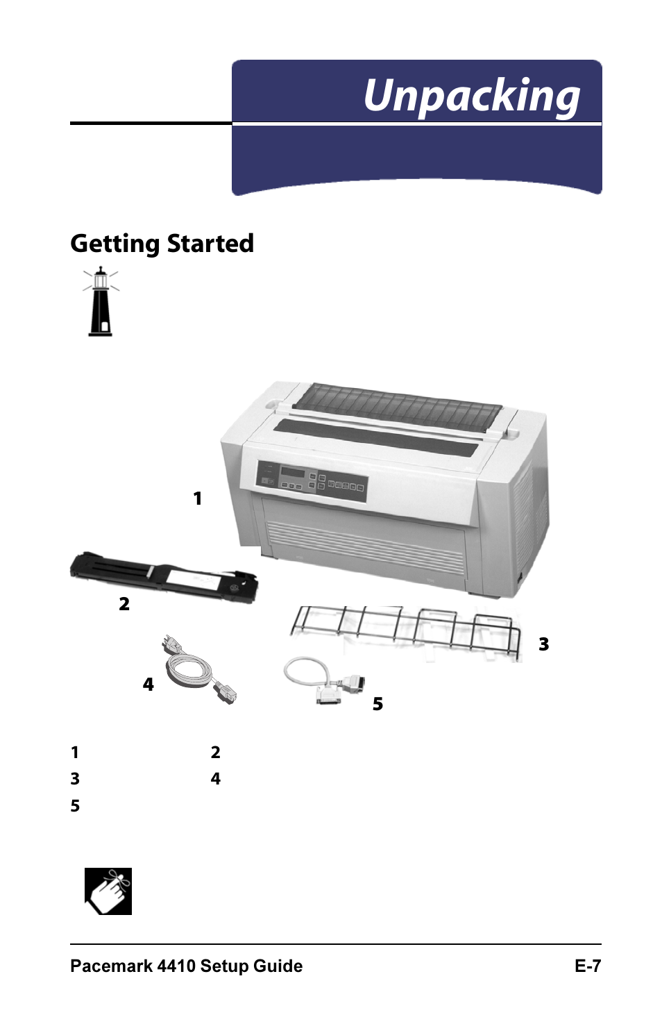 Unpacking, Getting started | Oki PM4410 User Manual | Page 9 / 72