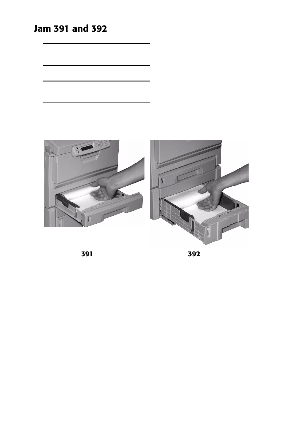 Jam 391 and 392 | Oki ES 1624n MFP User Manual | Page 117 / 326