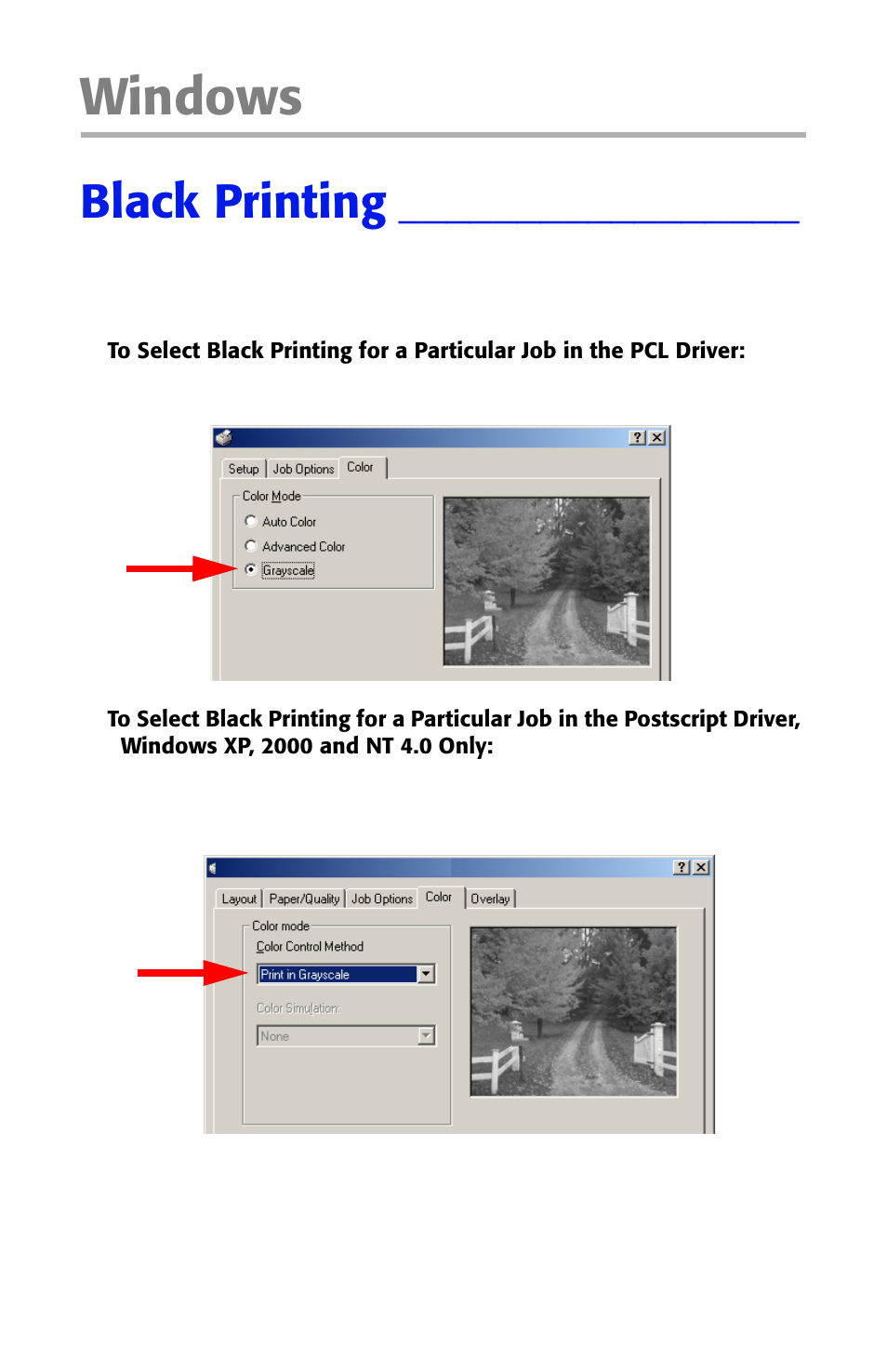 Windows, Black printing | Oki ES 1624n MFP User Manual | Page 144 / 326