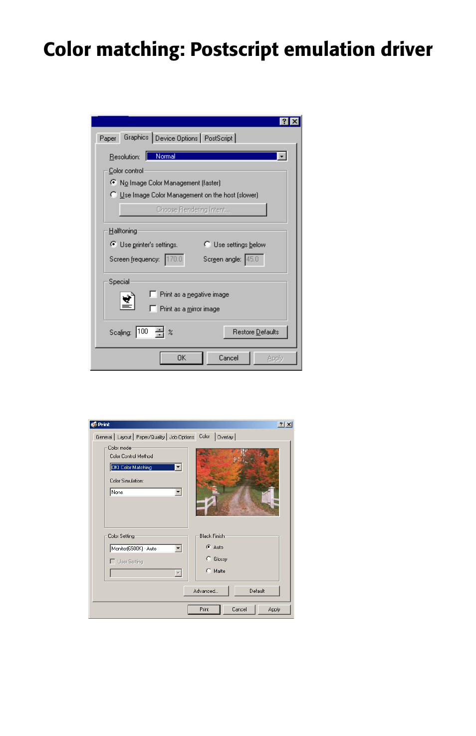 Color matching: postscript emulation driver | Oki ES 1624n MFP User Manual | Page 151 / 326
