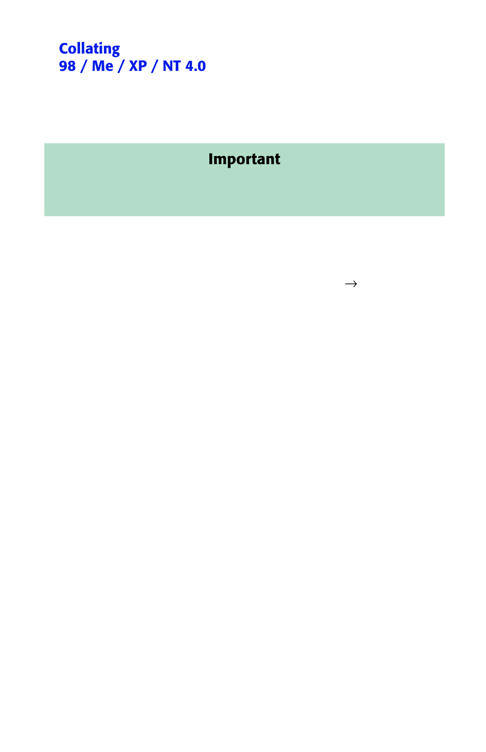 Important, Collating 98 / me / xp / nt 4.0 | Oki ES 1624n MFP User Manual | Page 175 / 326