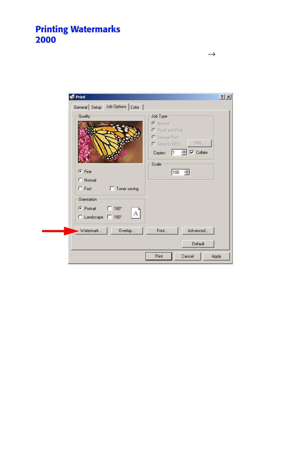 Printing watermarks 2000 | Oki ES 1624n MFP User Manual | Page 203 / 326