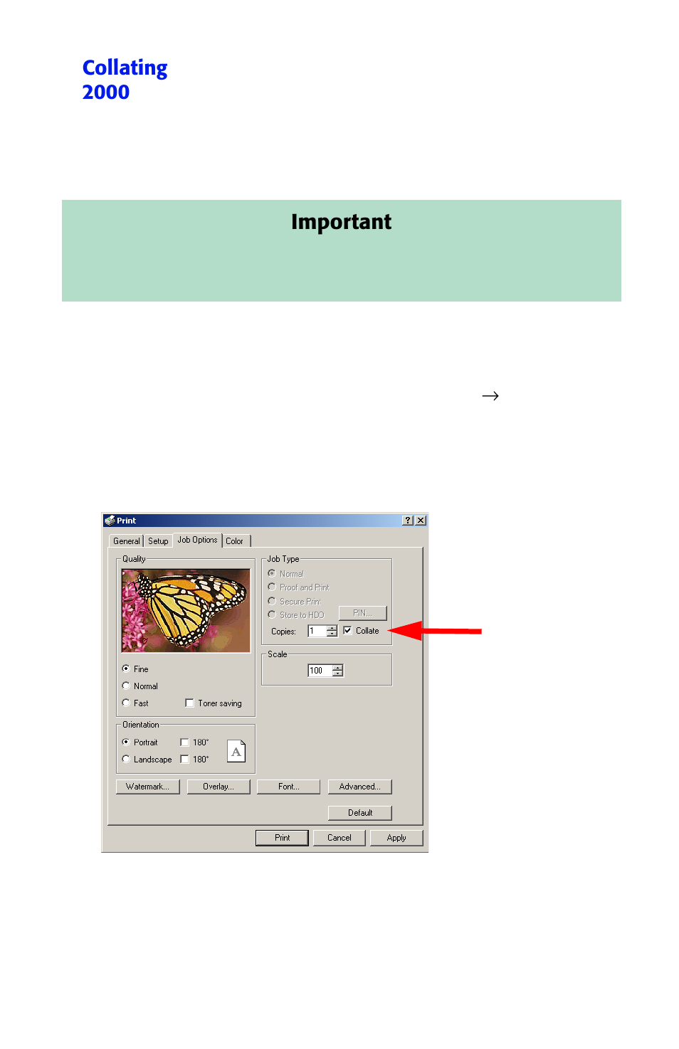 Important, Collating 2000 | Oki ES 1624n MFP User Manual | Page 205 / 326
