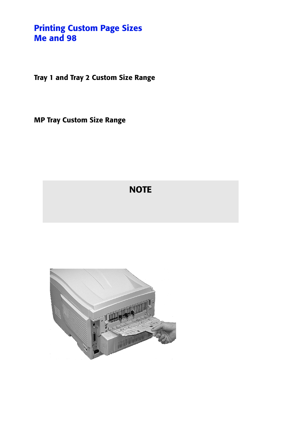 Printing custom page sizes me and 98 | Oki ES 1624n MFP User Manual | Page 224 / 326