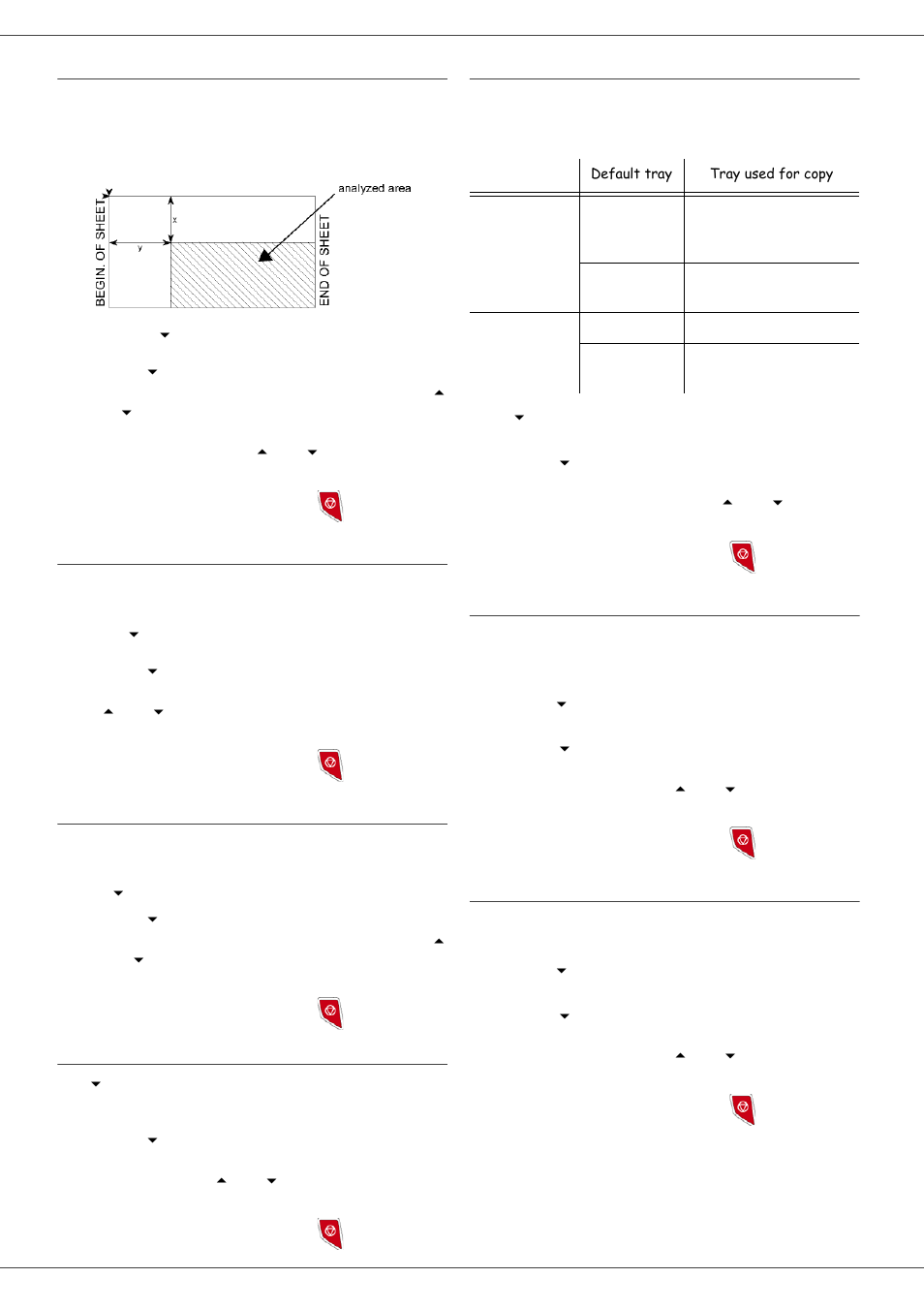 Analysis origin setup, Contrast setup, Brightness setup | Paper type setup, Paper tray selection, Flat-bed analysis margins setup, Left and right printing margins setup, 3 - co py, Mb260 | Oki MB 260 User Manual | Page 24 / 55