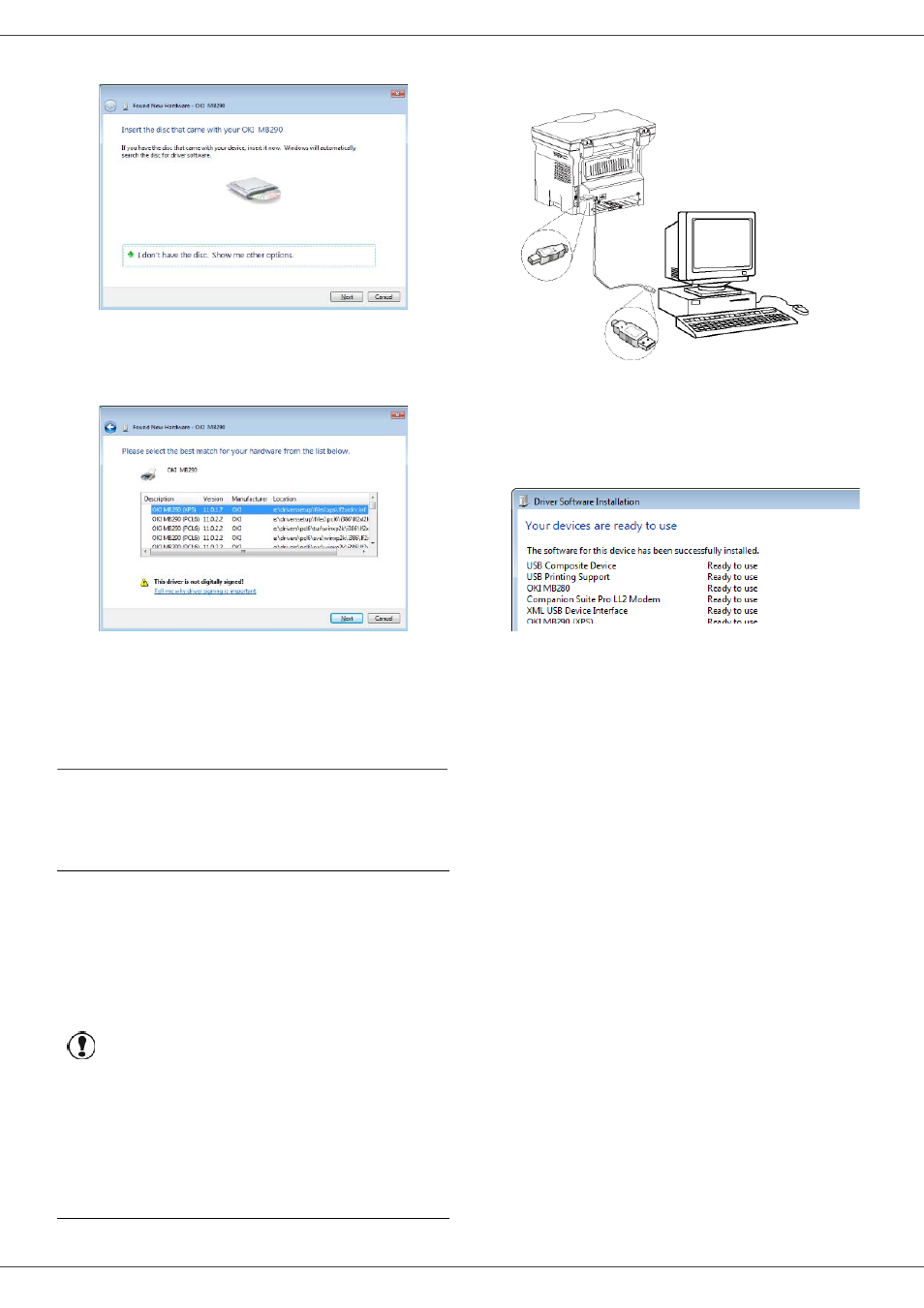 Connections, Connections 36, 8 - pc featu res | Mb260 | Oki MB 260 User Manual | Page 40 / 55