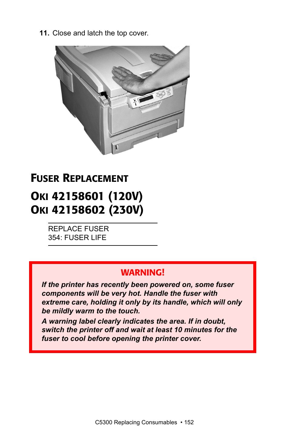 Fuser replacement, S. see | Oki C 5300n User Manual | Page 152 / 211