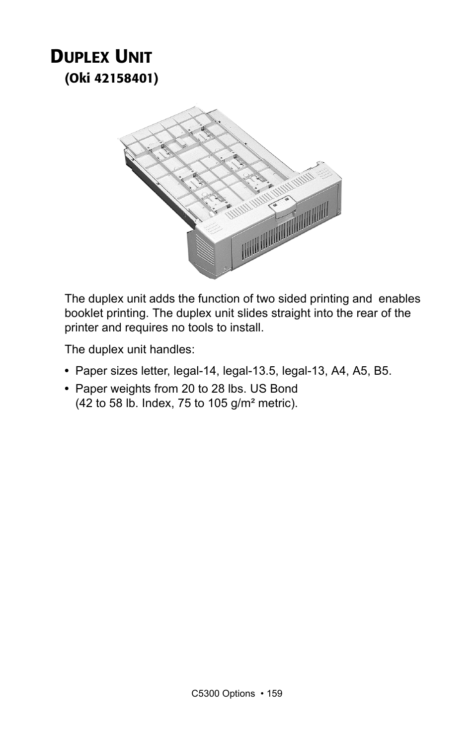 Duplex unit | Oki C 5300n User Manual | Page 159 / 211