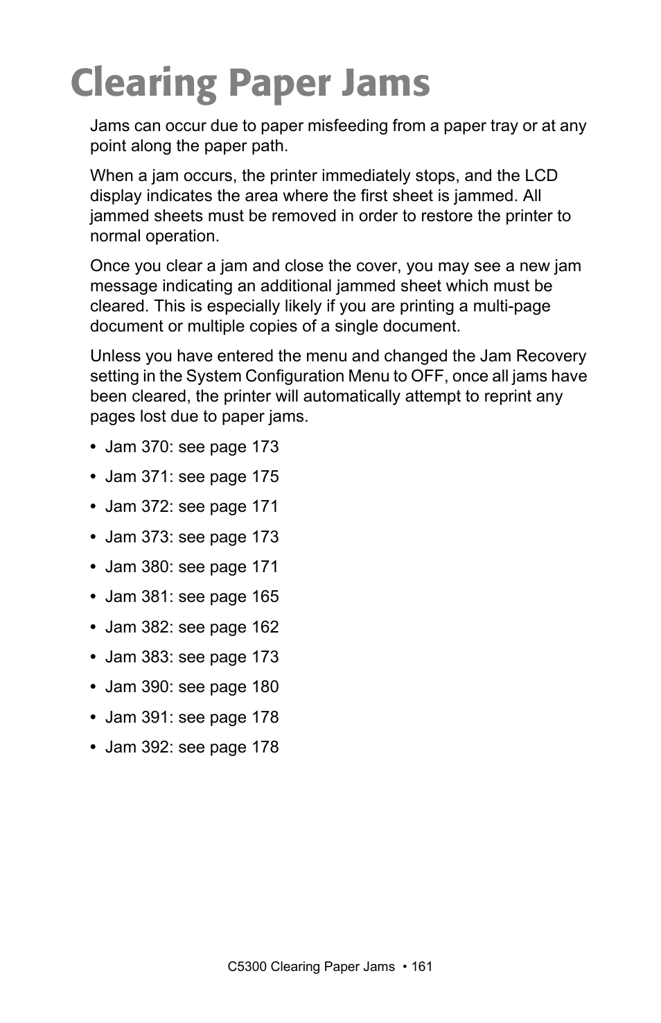 Clearing paper jams | Oki C 5300n User Manual | Page 161 / 211