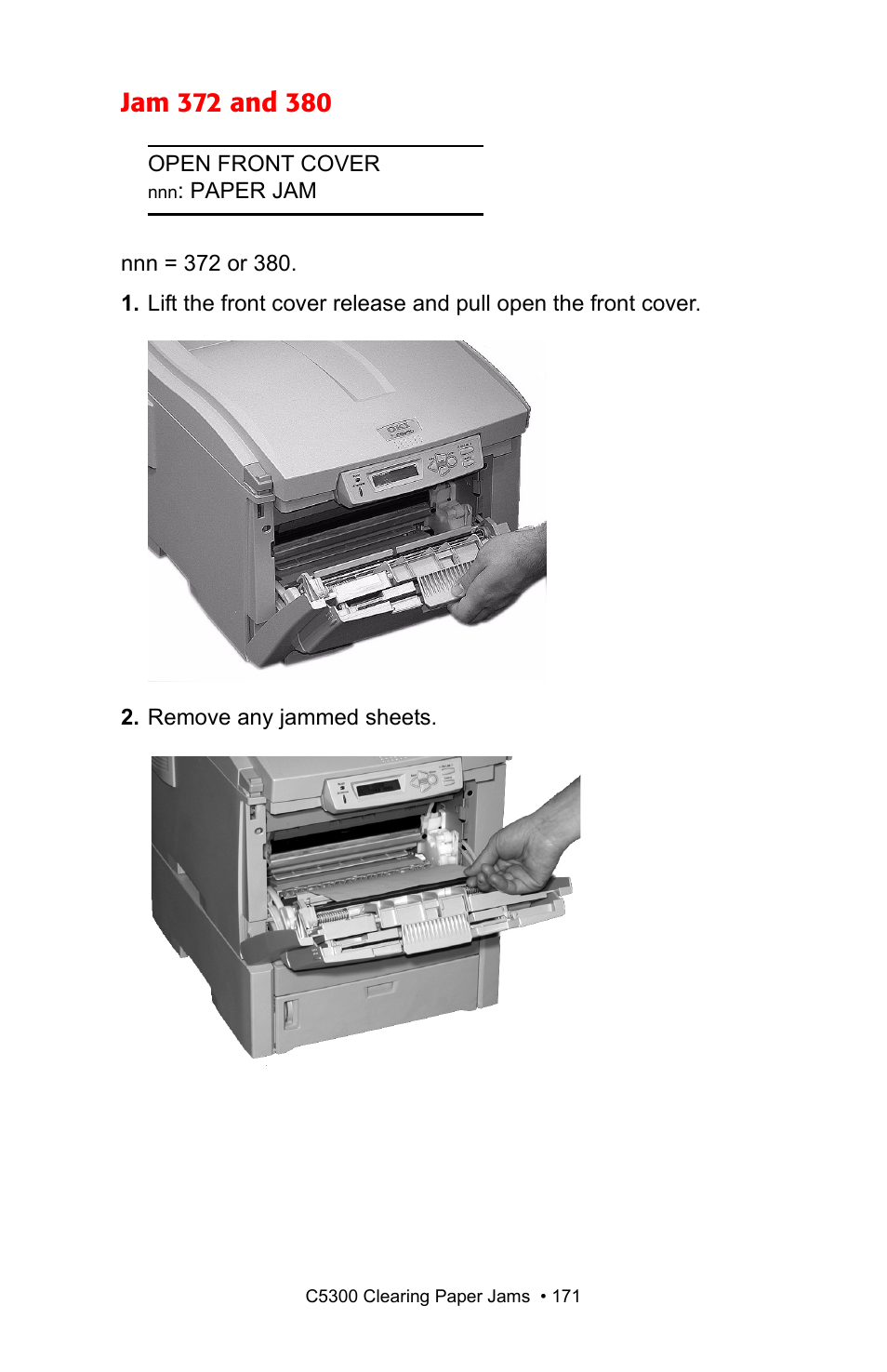 Jam 372 and 380 | Oki C 5300n User Manual | Page 171 / 211